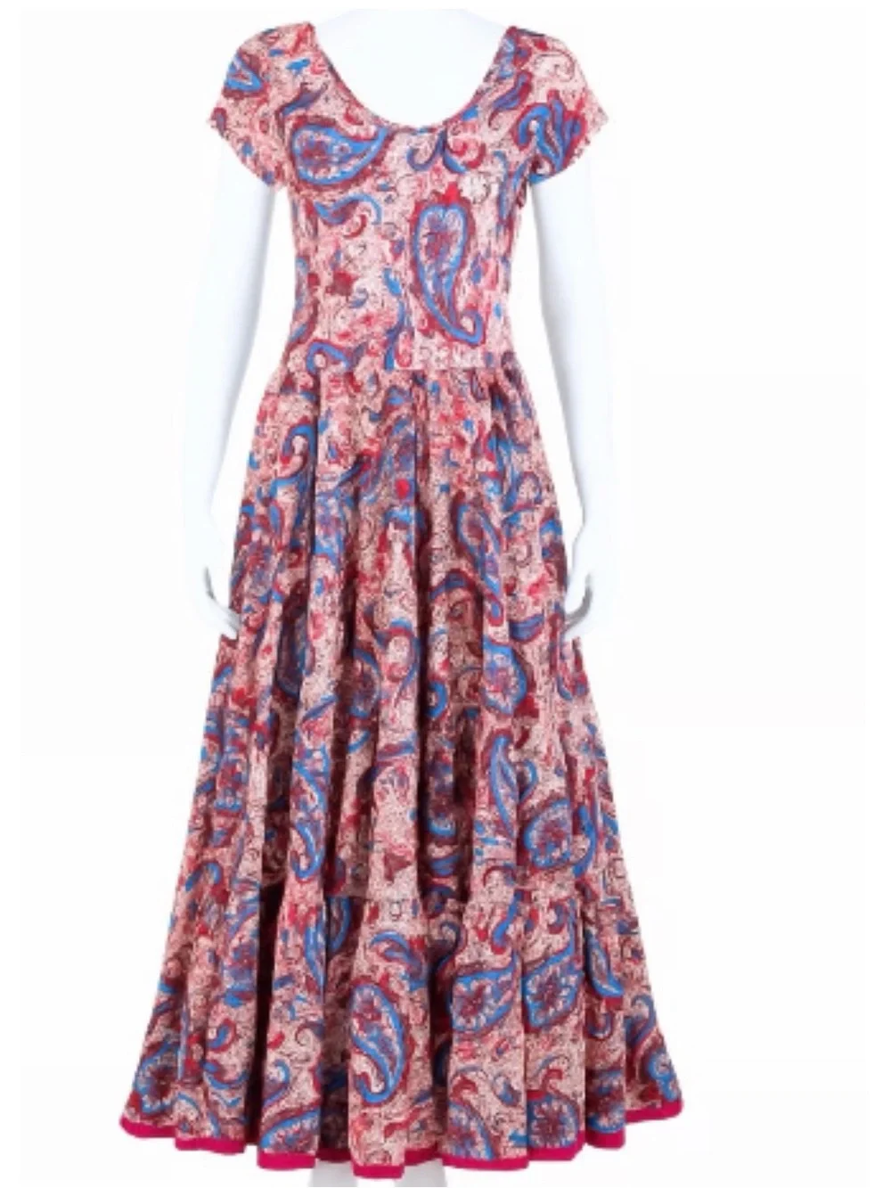 Soft Surrondings Women's Coral Paisley Maxi Dress with Cap Sleeves - Picture 2 of 10